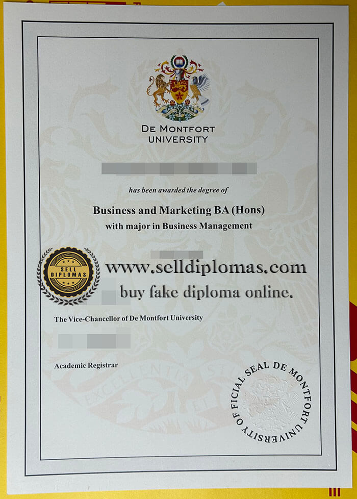 buy fake de montfort university diploma