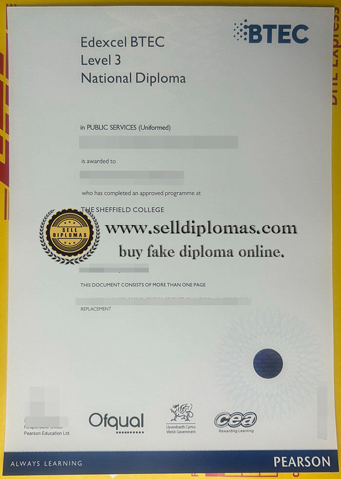 buy fake pearson BTEC certificate