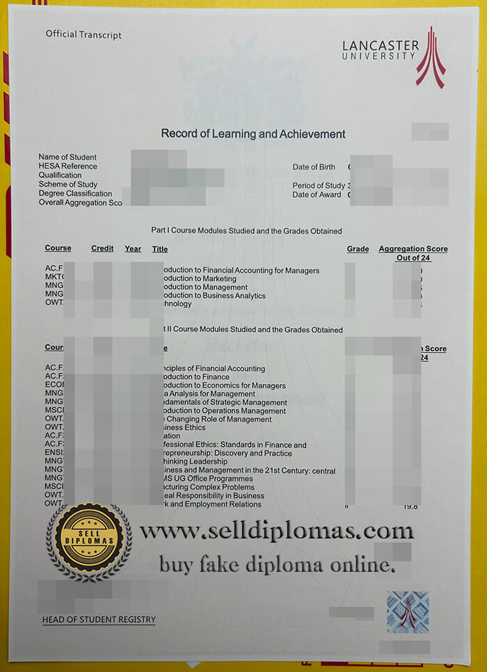 buy fake university of lancaster transcript
