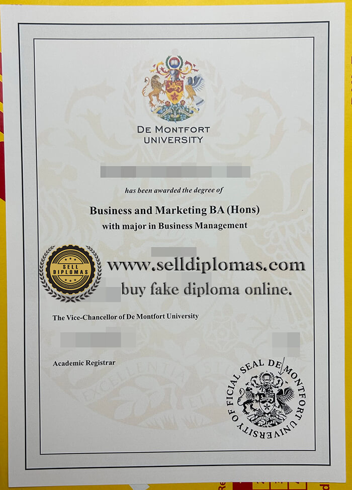 buy fake de montfort university diploma