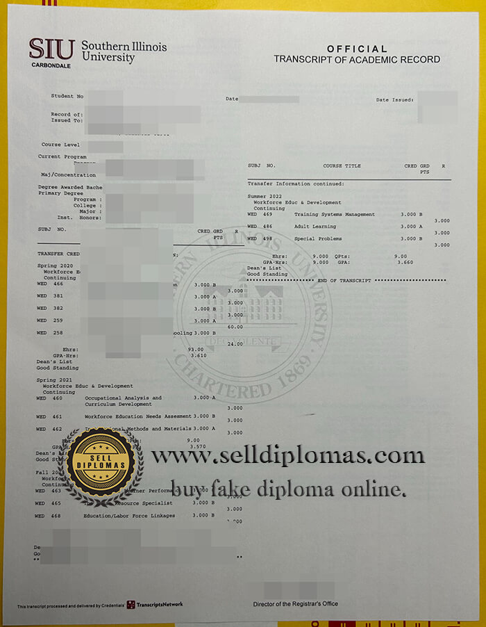 buy fake Southern Illinois University transcript