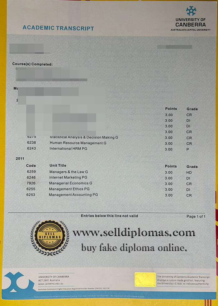 buy fake university of canberra transcript