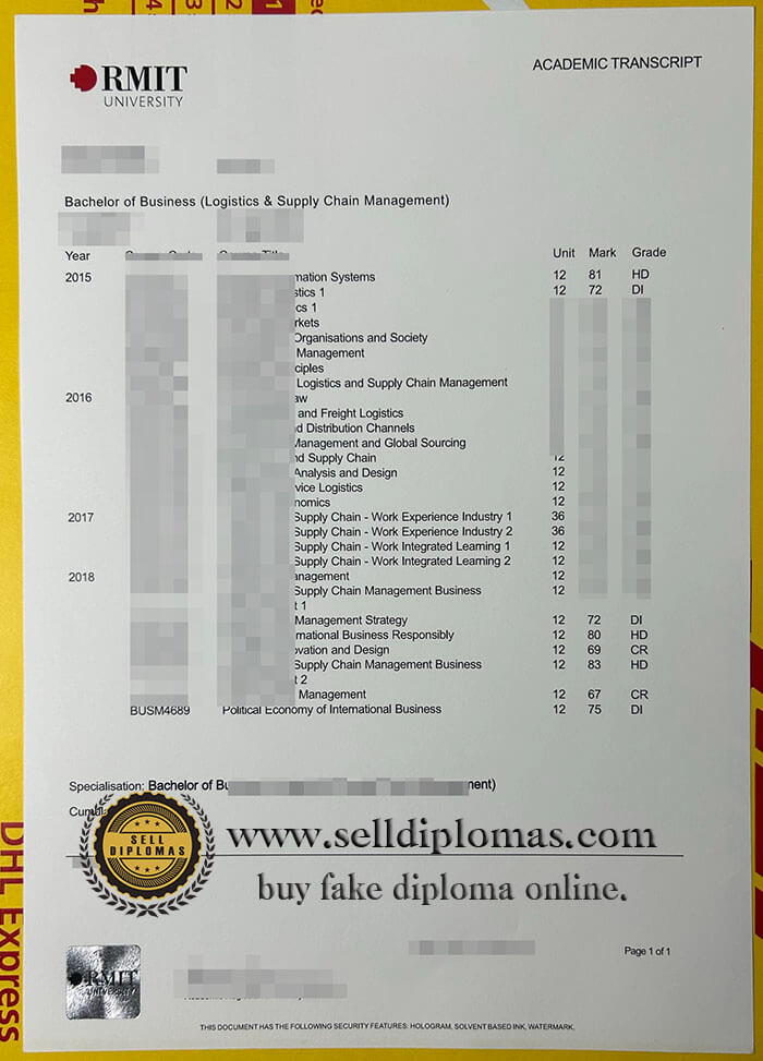 buy fake RMIT university transcript