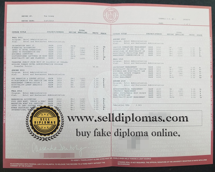 Buy Cornell University transcripts and diplomas online.