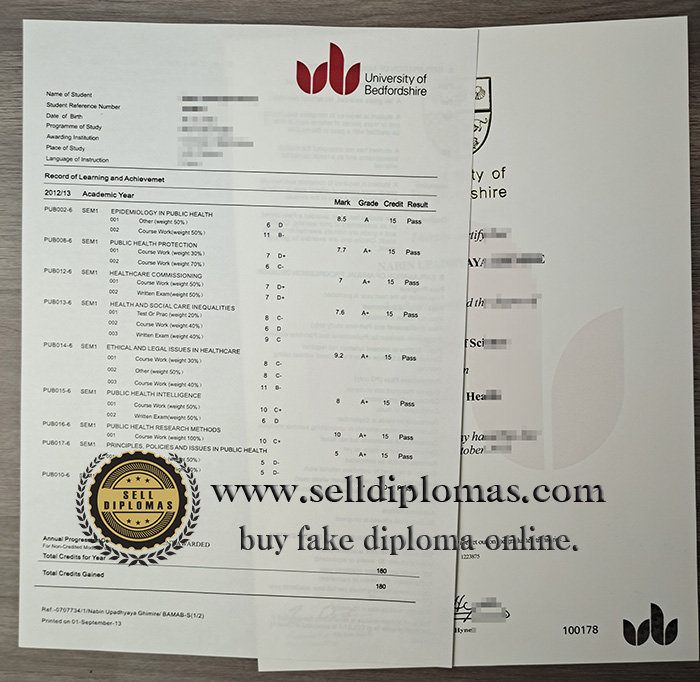 Sell fake University of Bedfordshire transcript online.